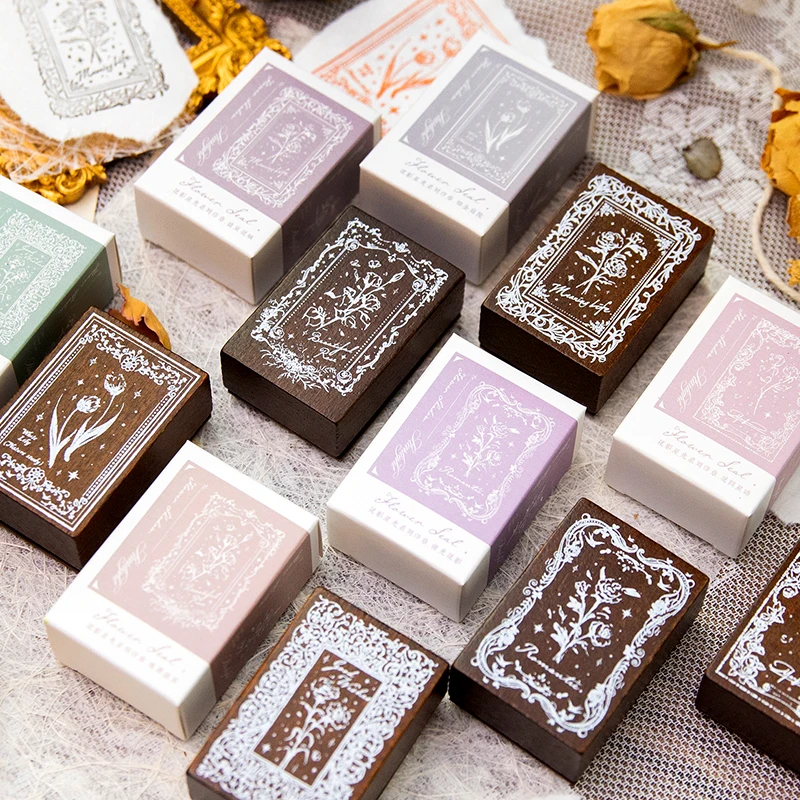 INS Bitkiler Çerçeve Posta Ahşap Damgalama DIY Çiçek Mühür Zanaat Malzemeleri Scrapbooking Malzemesi Hobi Kullanımı Dekorasyon
