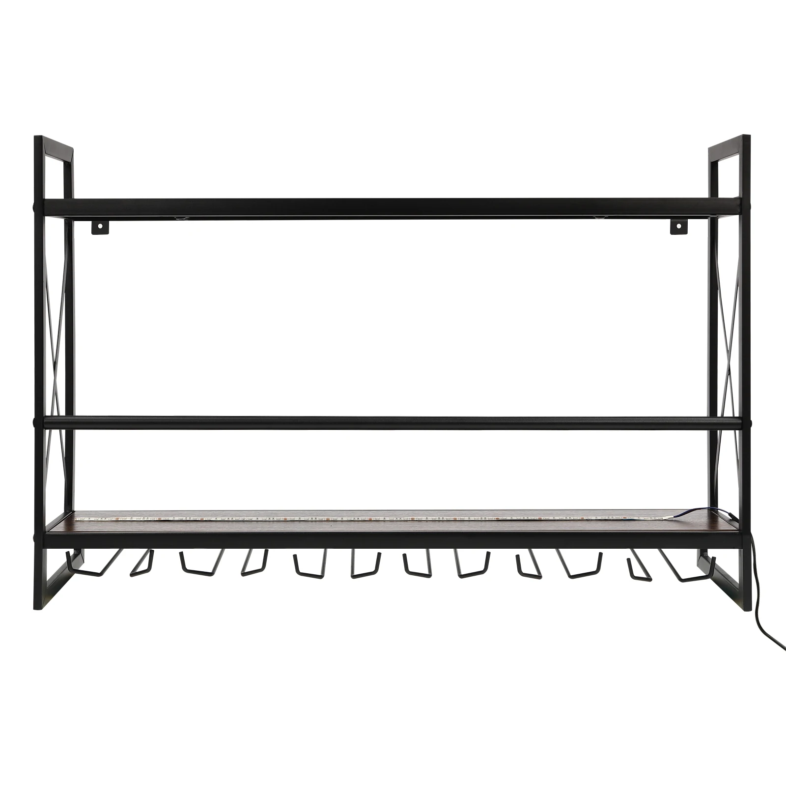 

31,5-дюймовые светодиодные винные стойки, настенные, пульт дистанционного управления и 6-ступенчатые держатели для бокалов, 2-ярусные барные полки для дома, столовой