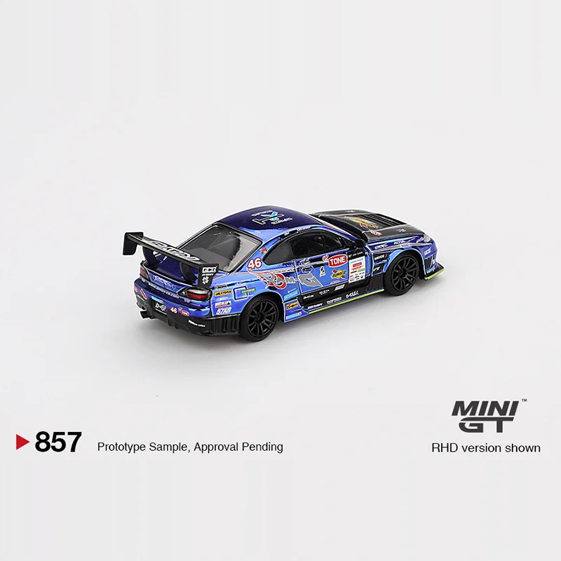Nieuwe voorraad Minigt 1:64 857 Nisson Silvia S15 46 legering miniatuur gegoten automodel aangepaste kinderspeelgoed cadeau collectie ornament