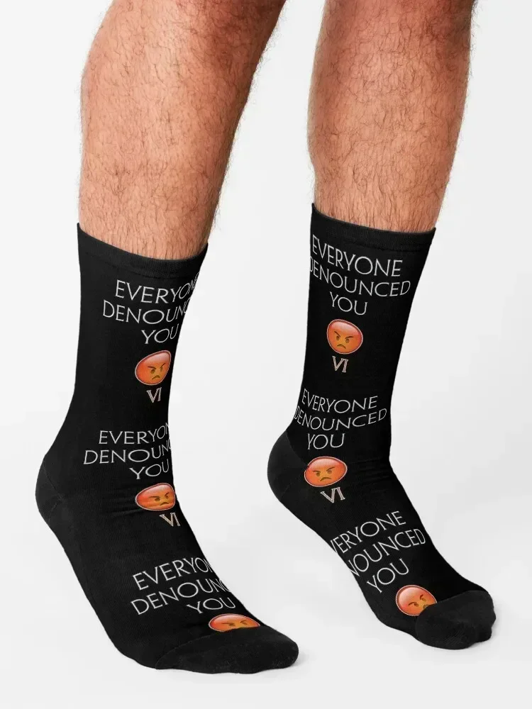Everyone Denounced You VI - Transparent (Black background) Socks Hiking boots retro halloween Socks Men's Women's