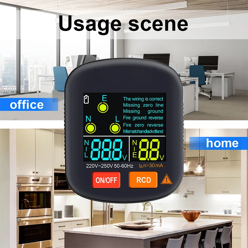 Digital Display Socket Tester Outlet Tester RCD GFCI NCV Voltage Test EU US UK Plug Ground Zero Line 30mA Smart Socket Detector