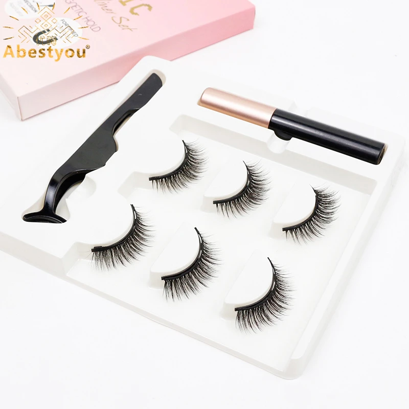 

Abestyou 3pairs Magnetic Eyelashes Mix Style 3D False Lashes Waterproof Liquid Eyeliner Set With Tweezer Cilios Magnetico Makeup