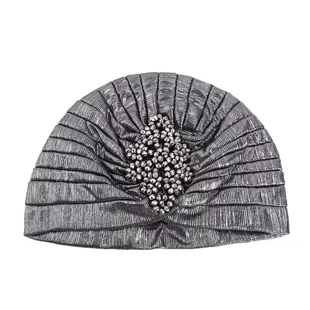 

Top Knot Arab National Hat Beaded Elastic Stretch Ethnic Headscarf Gat Turban Head Wrap Cap Gilded Indian Hat African Culture