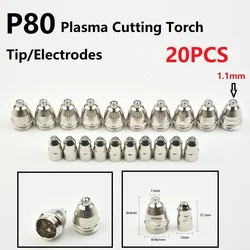 20pcs P80 Plasma Cutter Tip Electrodes & Nozzles Kit 60A 80A 100A P80 CNC Plasma Torch Tip Electrode Nozzle Welding Tools