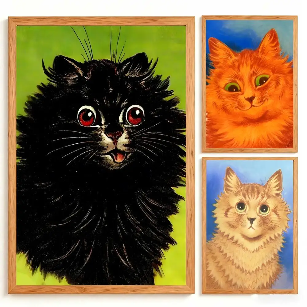 Art Louis Wain Kaleidoscope Cat Poster Wall Art Poster Prints Home Wall Decor Gift for Living Room, Bedroom Bar & Parlor