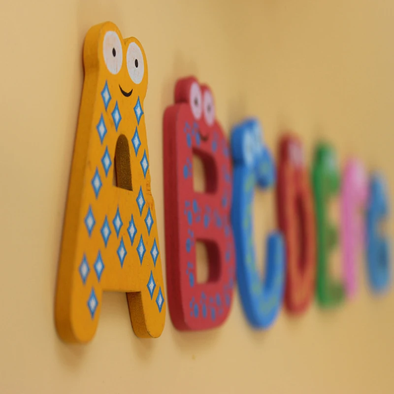 1Set Magnetic Learning Alphabet Letters Fridge Magnets Refrigerator Stickers Wooden Educational Kids Toys for Children