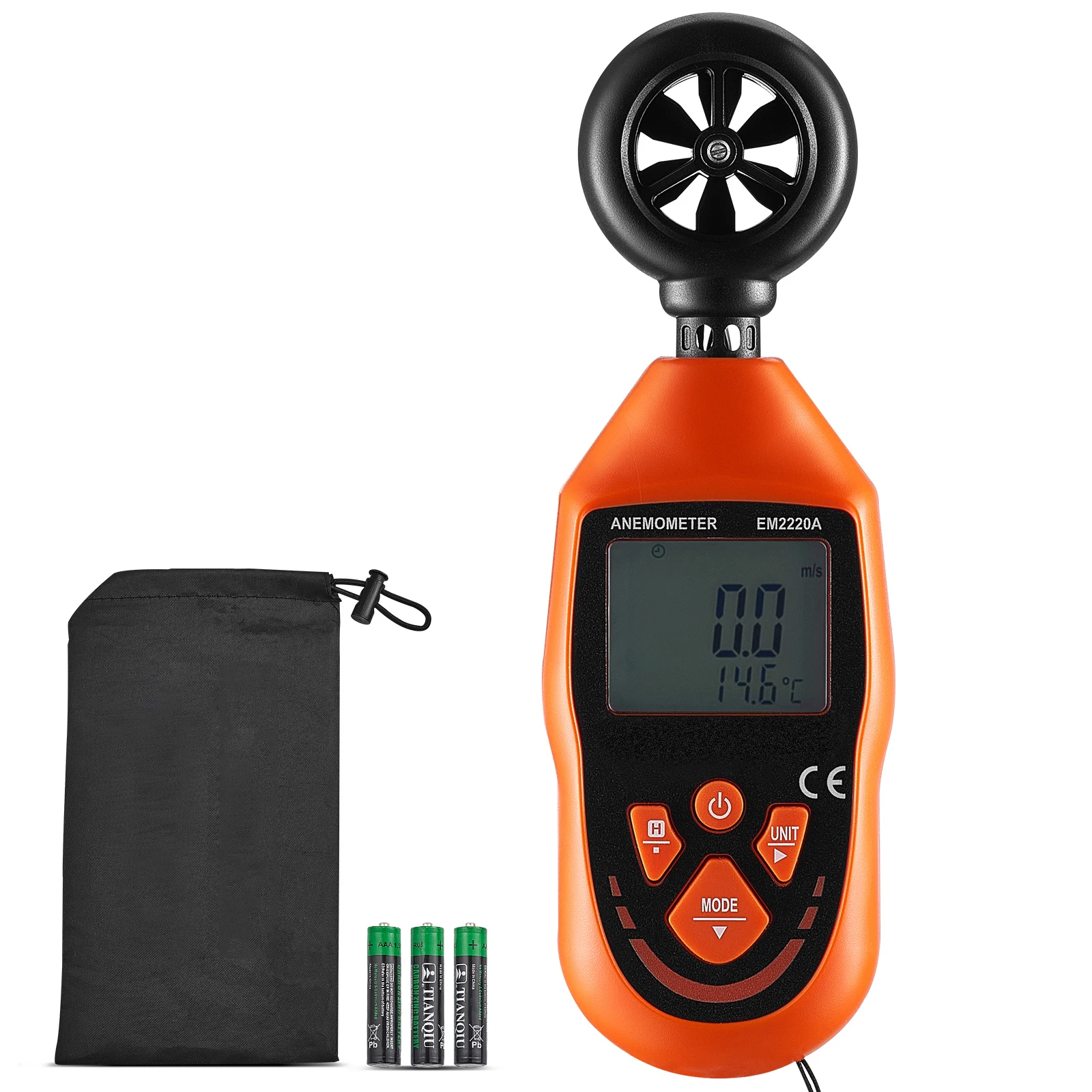 VEVOR Handheld Anemometer -10℃ to 45℃ Digital Wind Speed Meter Gauge with LED Backlight Screen for Measures Wind Velocity Use