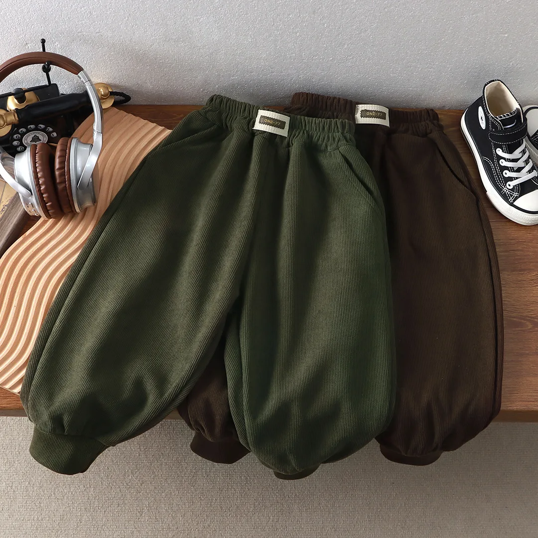 طفل مريح الظلام اللون SweatPants مطاطا حزام الأطفال الأصفاد بانت فتاة بوي بنطلون للجنسين طويلة الأكمام عداء ببطء عادية