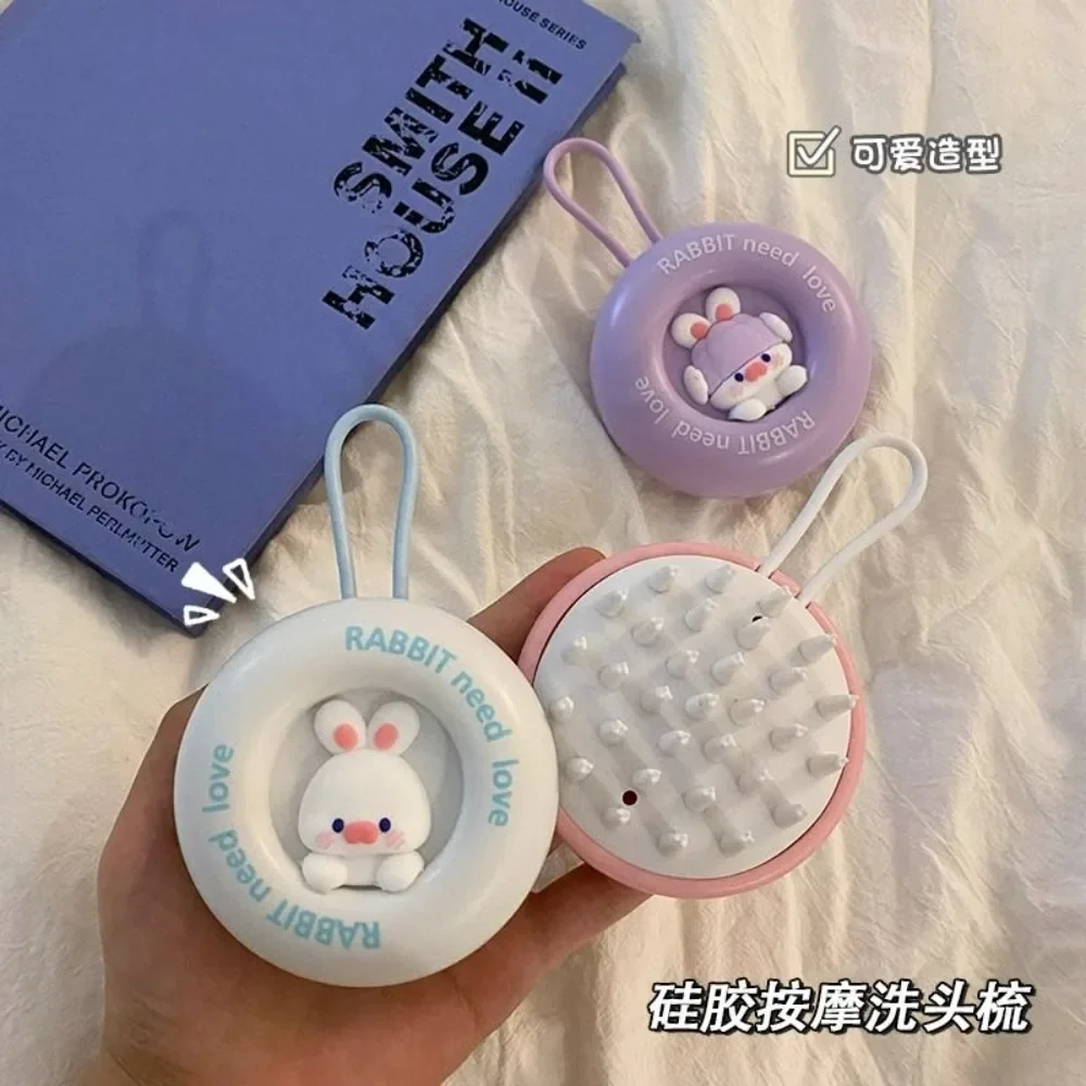 Cute Silicone Shampoo Brush Scalp Cleaning Oil Anti-itch Massage Comb Portable Body Relax Bath Shower Salon Hairdressing Tool