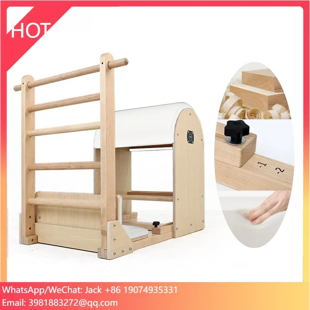 

Pilates Reformer-High Quality Pilates Machines Home Fitness Rod Pull Machine White Maple Wood Auxiliary Equipment Back Trainer