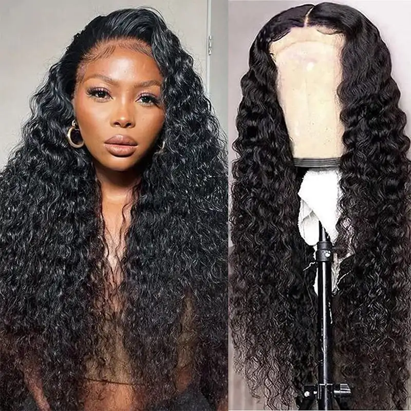 13x4 Glueless HD Transparent Water Wave Human Hair 13×6 Lace Frontal Wig Deep Curly Lace Front Human Hair Wigs For Black Women