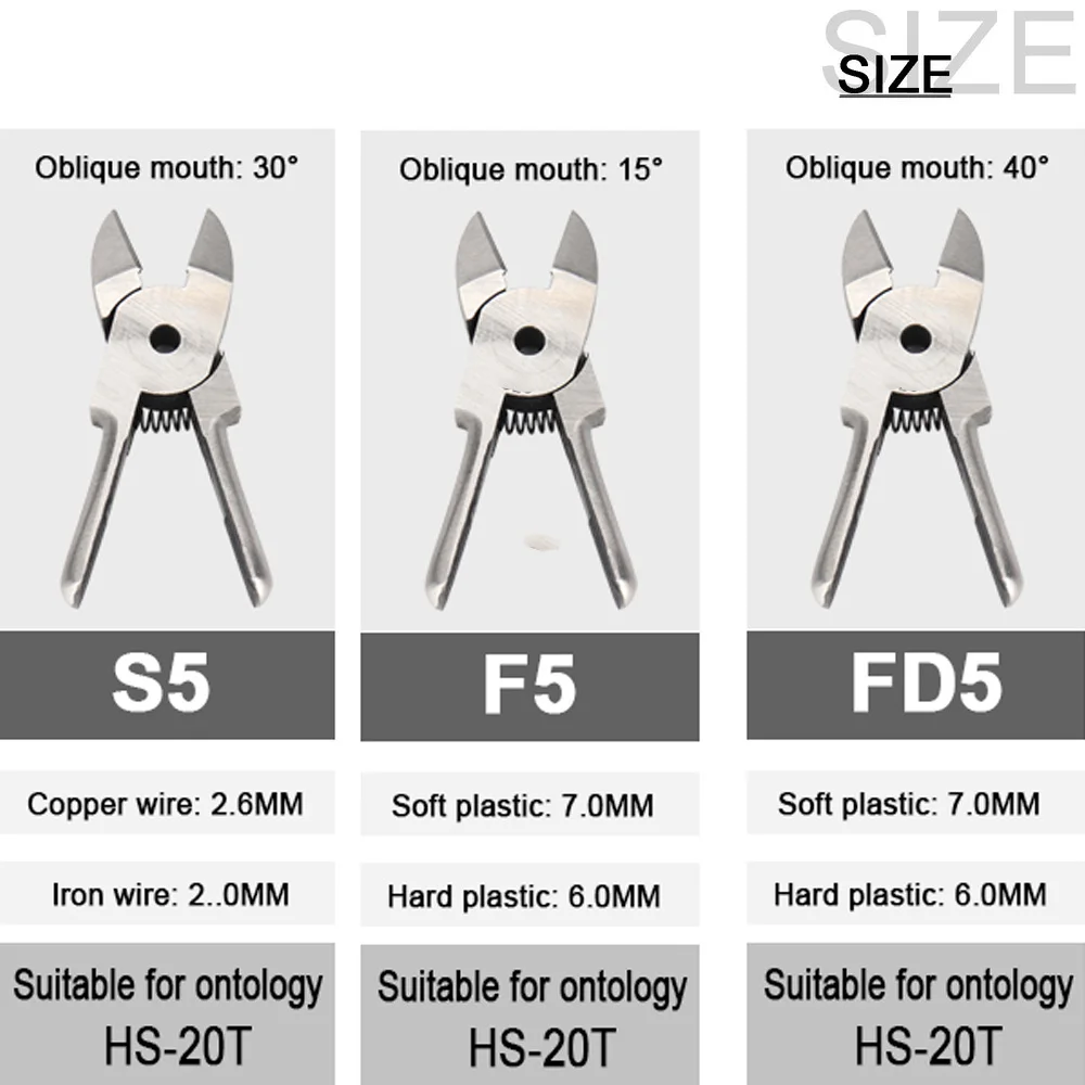 S5 F5 FD5 Pneumatic Crimping Pliers Tool Accessories 0°/15°/40° Air Scissors Shears Cutter Head Nipper for Terminal HS-20 Body