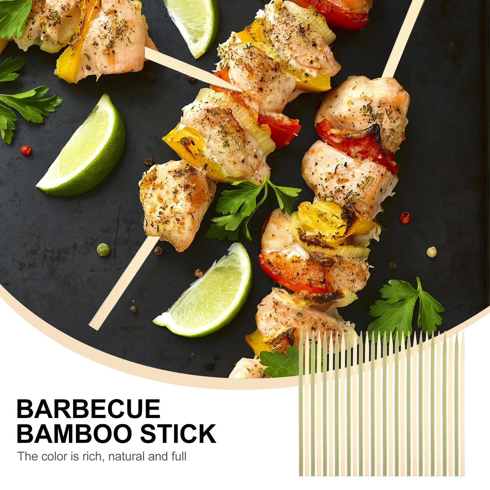 

200 Pcs BBQ Bamboo Skewers Meat Sticks Roasting Barbecue for Food Camping Accessories