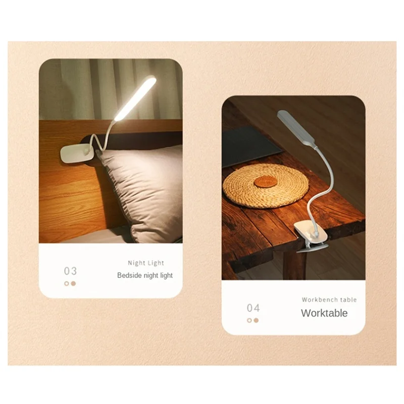 

AB46-LED лампа для чтения с зажимом, перезаряжаемая от USB лампа для книг, 3 цветовых режима и бесступенчатая яркость, настольная лампа для учебы по уходу за глазами