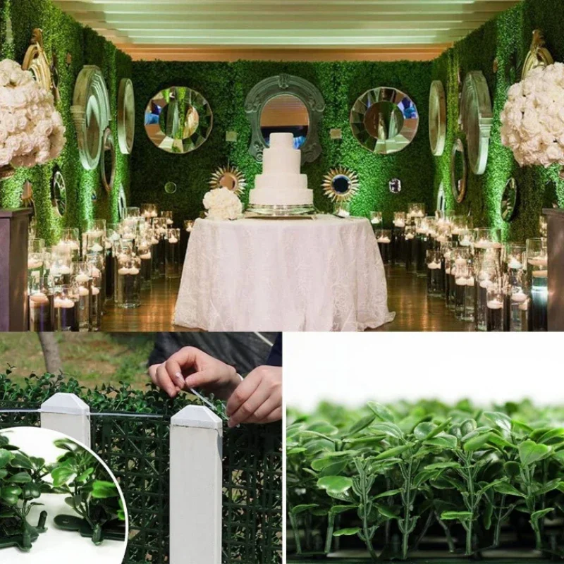 

Artificial Plant Grass Wall Background Anti-UV Boxwood Hedge Panels Outdoor Home Garden Balcony Green Decoration Wedding Party
