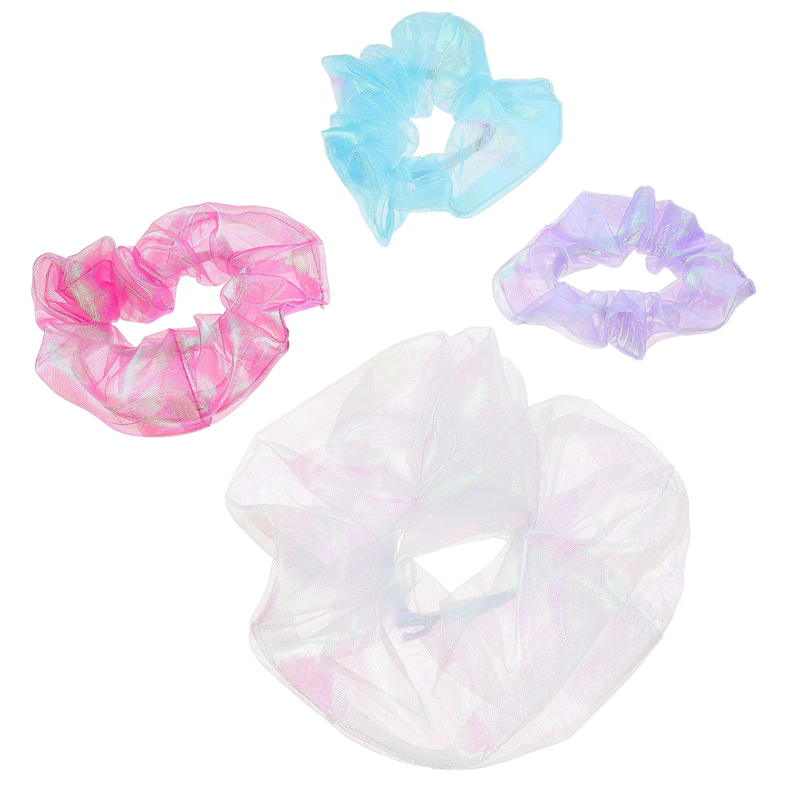 4Pcs Organza Hair Ties Elegant Design Smooth Tentacles Elastic Scrunchies for Women Makeup Exercise Housework Hair Fixing