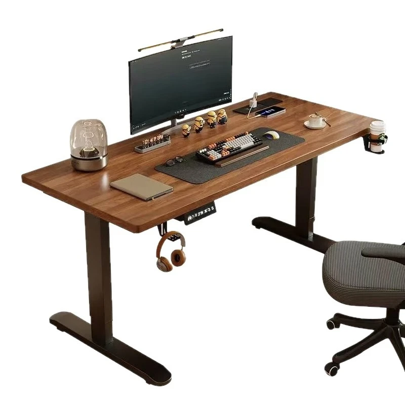 

Solid wood electric lifting computer desk shelf