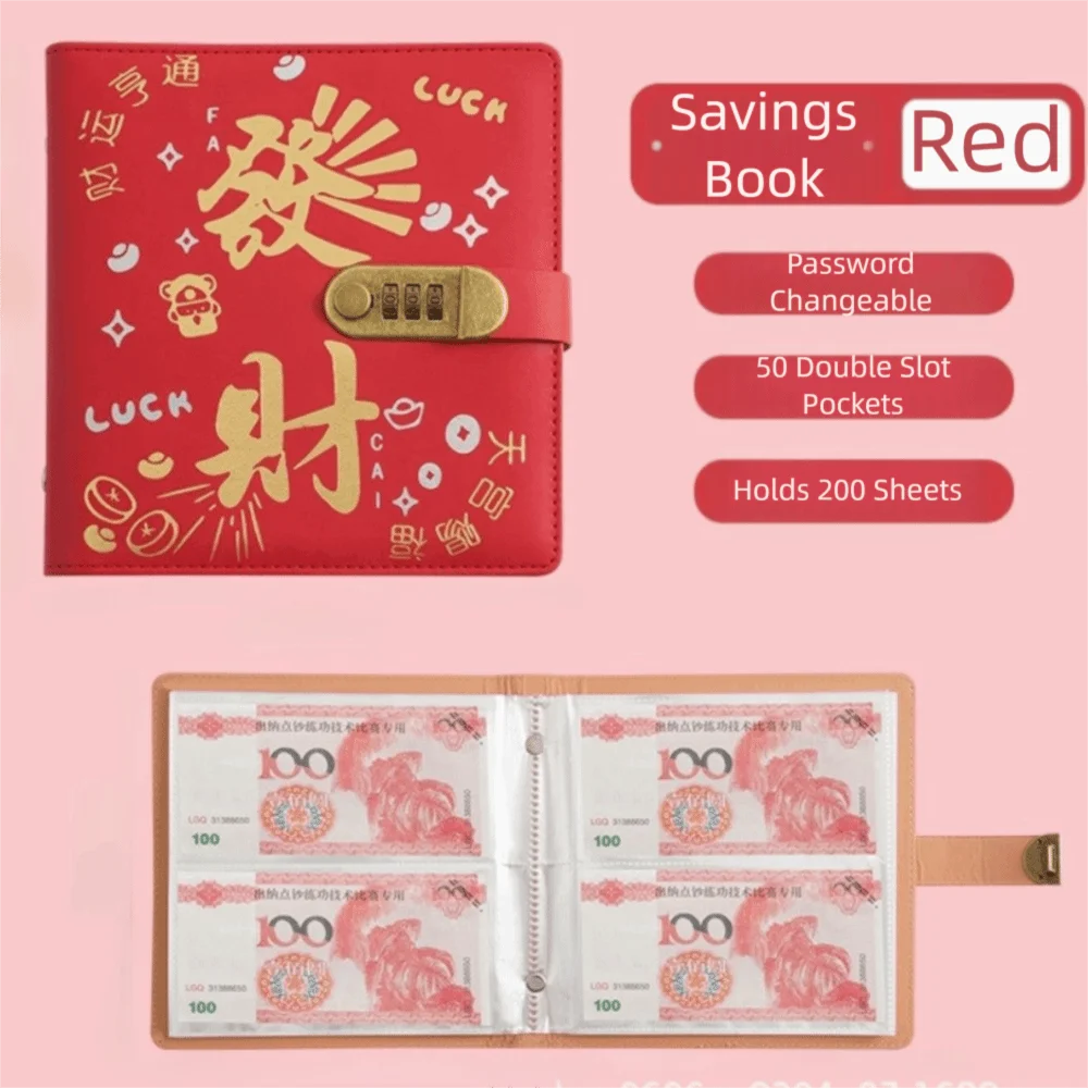 50Sheets Saving Money Binder Loose-leaf PU Leather Colorful Shine Budget Binder Wallet Storage Refillable Account Book