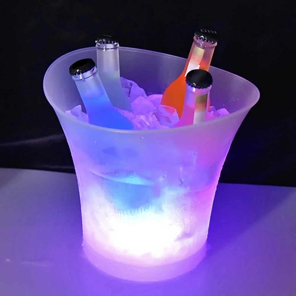 

5L 4 Color LED Ice Bucket Waterproof Plastic Light Up Champagne Beer Buckets For Bars Nightclubs Night Party