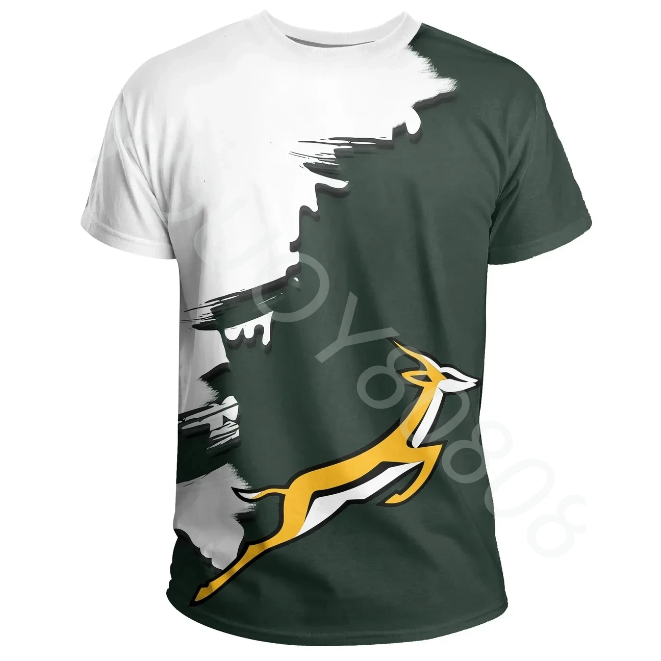 South African Springbok Unique T-Shirt Scratch Style Men\'s Clothing African Zone T-Shirt Casual Print Street Style