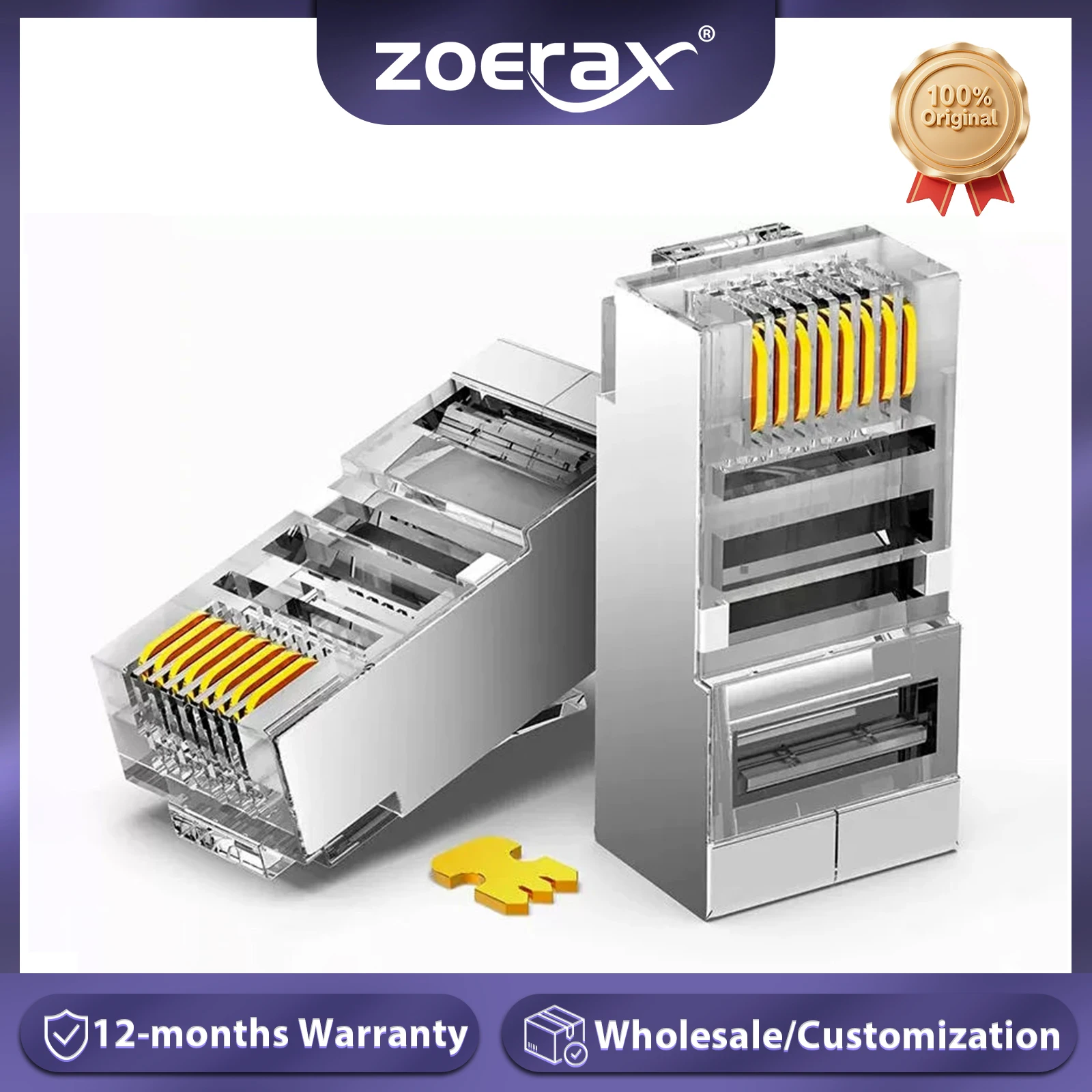 Złącze ZoeRax 50 szt. Cat6 RJ45 końcówki Cat6, złącze Cat6 / Cat5e RJ45, kabel Ethernet złącza zaciskowe UTP wtyczka sieciowa