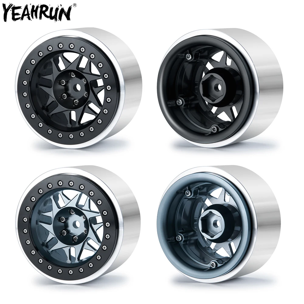 

YEAHRUN 4Pcs Aluminum 2.9" Beadlock Wheel Hub Rim For 1/6 Axial SCX6 AXI05000 JLU Wrangler AXI05001 Trail Honcho RC Crawler Car