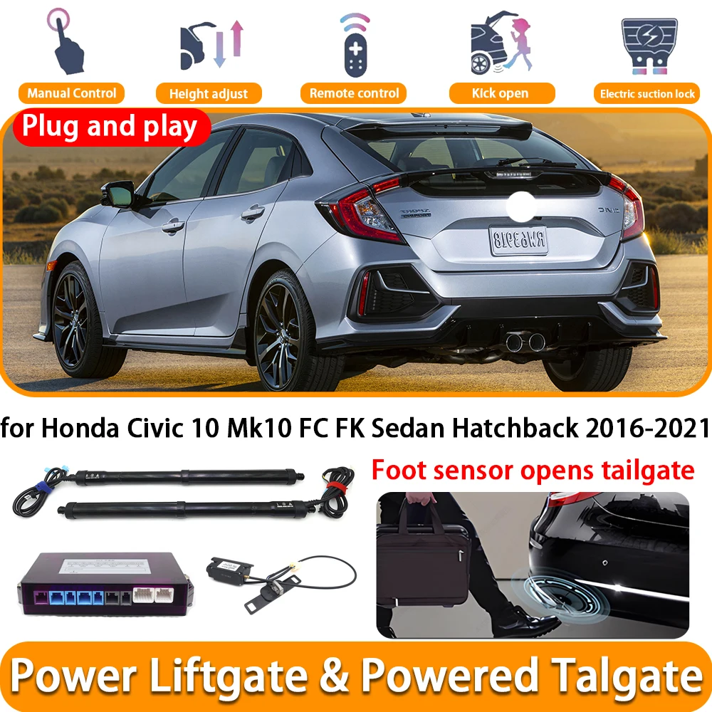for Honda Civic 10 Mk10 FC FK Sedan Hatchback 2016-2021 Electric Automatic Powered Tailgate Power Liftgate System Trunk Lift Kit