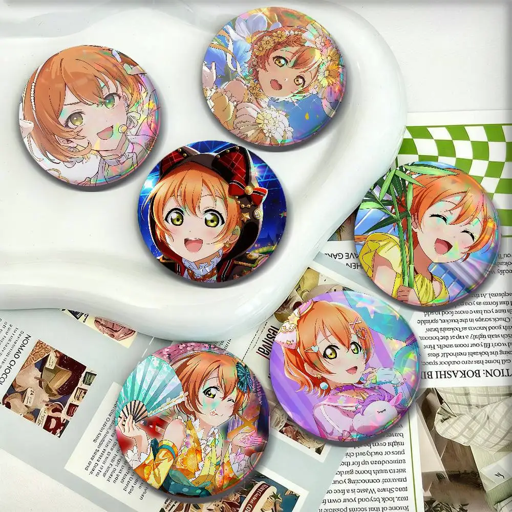 Anime Rin Hoshizora For Badge Personalized Custom Laser Reflective Badge Hologram Metal Enamel Pin Brooch Souvenir Gift