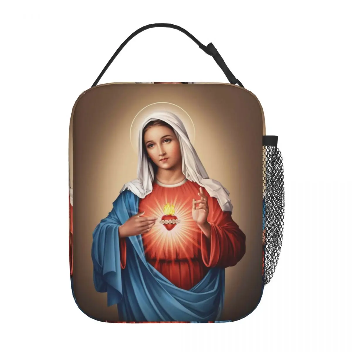 Coração de Maria Isolado Térmico Lunch Bags, Caixa Bento Portátil, Refrigerador, Lancheiras para Piquenique, Cristo, Cristão