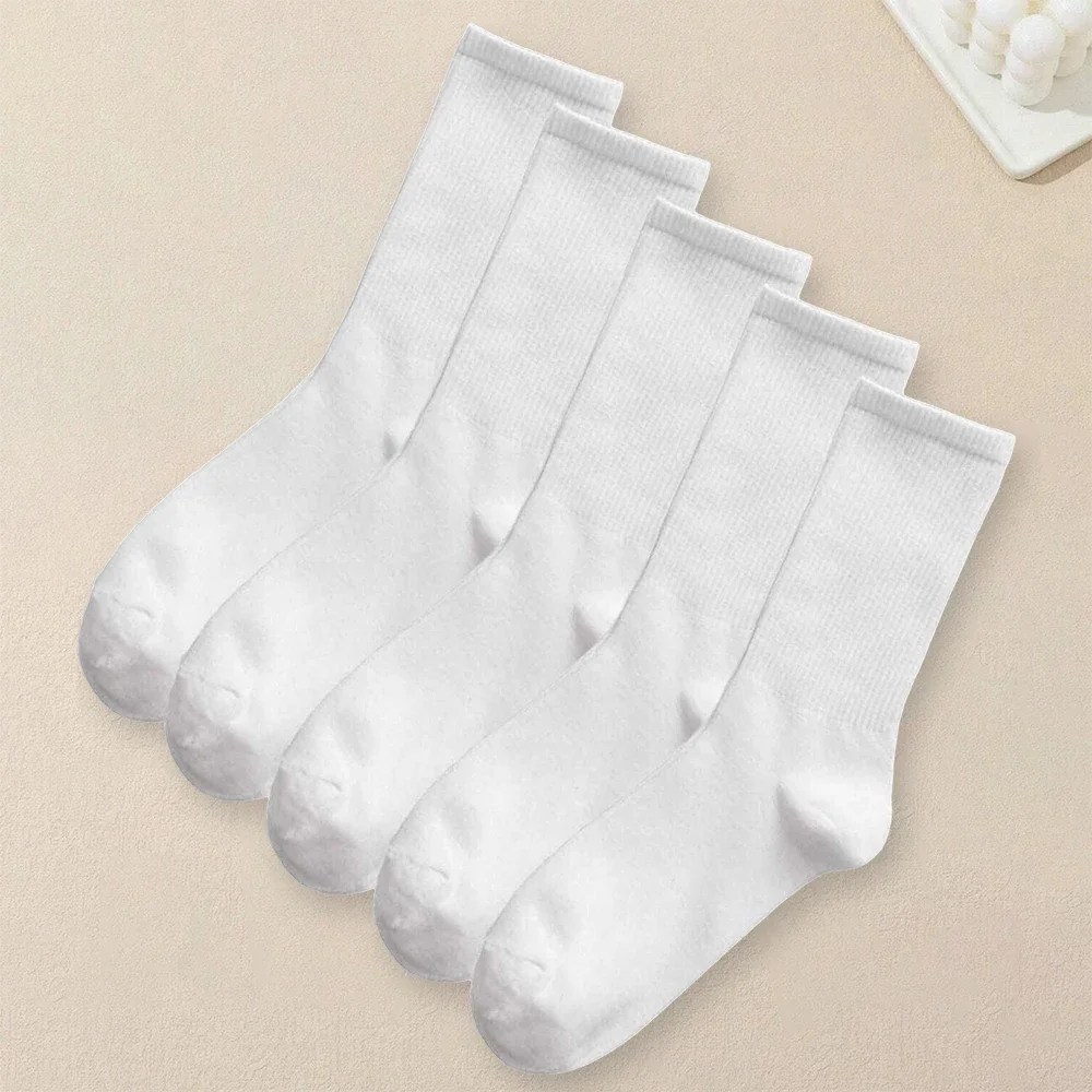 

5 пар женских однотонных носков, простые универсальные модные носки, антибактериальные, устойчивые к запаху, дышащие, удобные носки