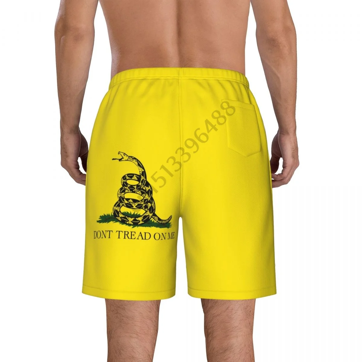 Don't Tread On Me Flag Vintage Men's Novelty Swimtrunks Quick Dry 3D Printed Mesh Lining Beach Board Shorts with Pockets