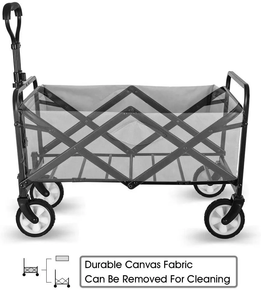 Folding Picnic Camping Wagon Camping Cart Collapsible Folding Utility Cart Collapsible Wagon for Outdoor Garden Beach