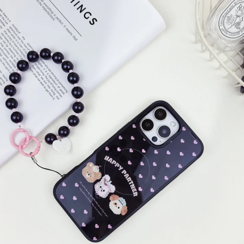 

Чехол для iPhone 16 Pro 15 Pro Max, 1 шт., чехол + 1 шт., задняя панель + 1 шт., браслет для женщин, съемный магнитный Magsafe ​ Женский чехол