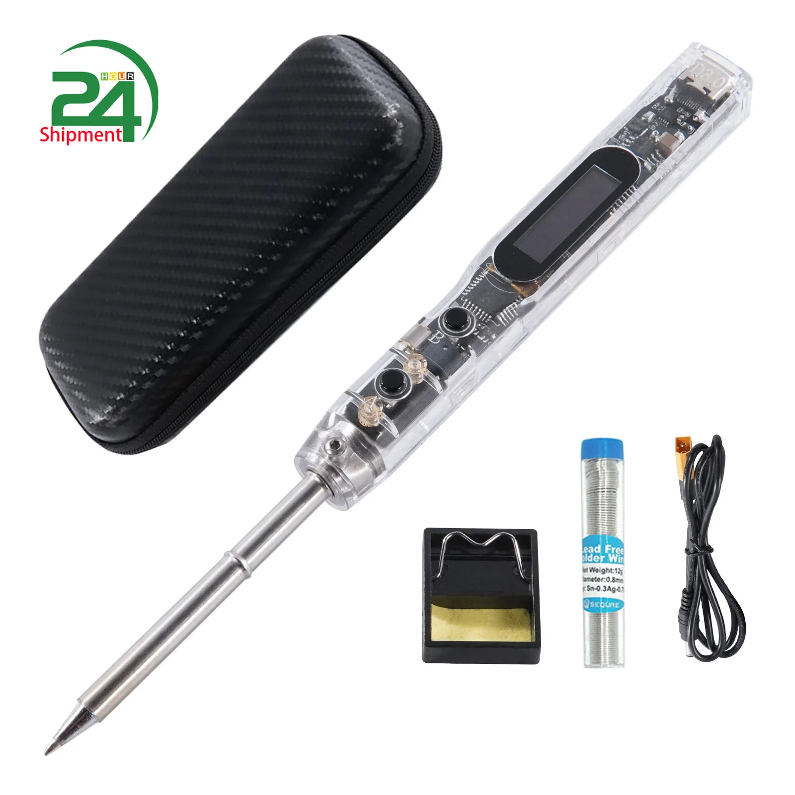 SI012 XT60 Intelligent OLED Electric Soldering Iron Sensitivity Adjustable Built-in Buzzer Suitable for T12/TS Soldering Tip