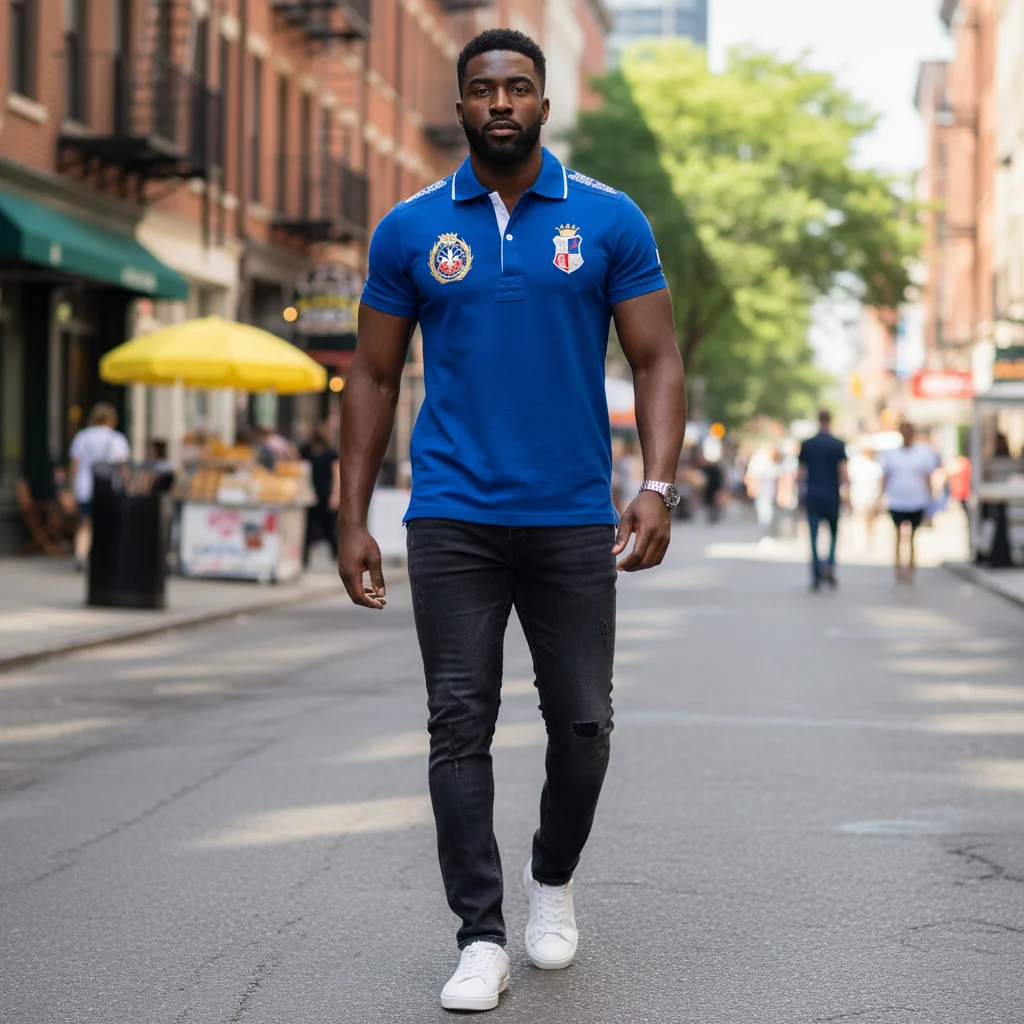 New Summer Men's Polo Shirt French Football Fans Great Quality Short-sleeved Embroidery Blue Loose Sports Golf Collar T-shirts
