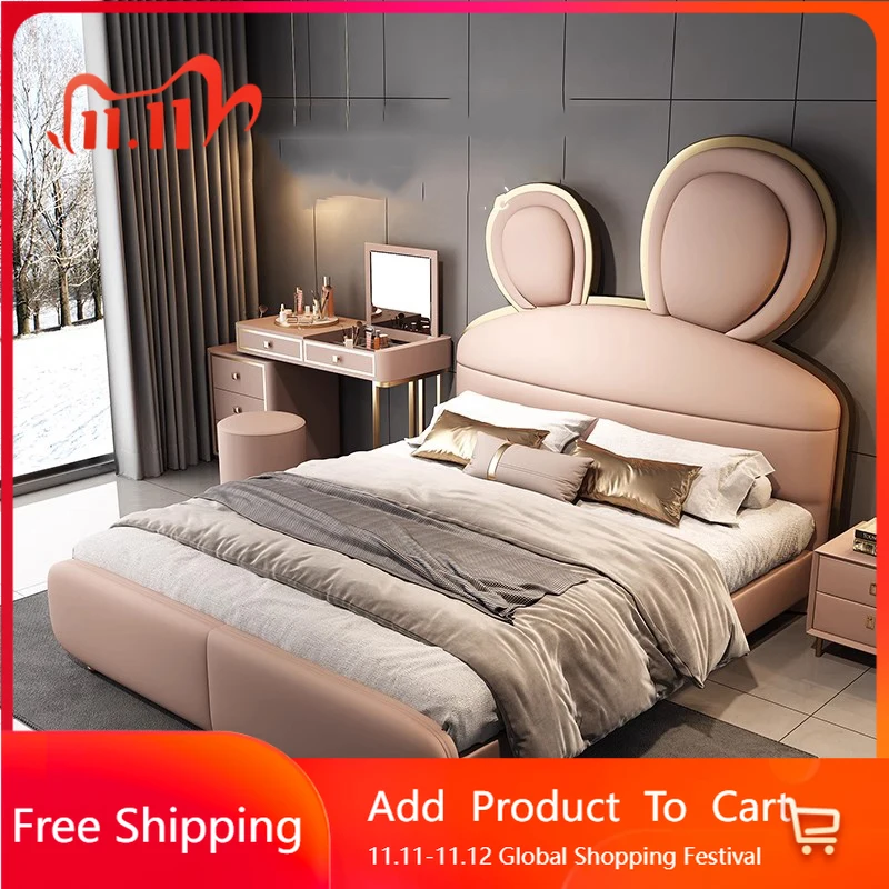 

Double Children Massage Bed Loft Frame Bedroom Modern Bed Wooden Girls Princess Castle Sleeping Full Muebles Unique Furniture