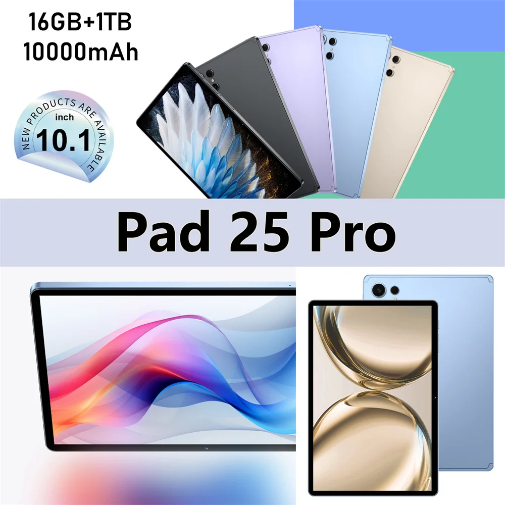

HOT Pad 25 Pro, оригинальная глобальная версия 10000 мАч, 16 ГБ + 1 ТБ, планшеты, 5G, двойная SIM-карта, планшетный ПК, WIFI 10,1 дюйма, вкладка для детей, подарки