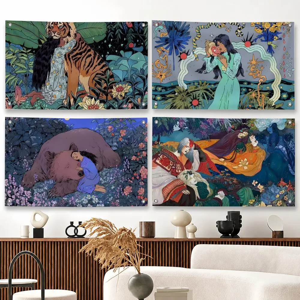 Em Niwa Art Flags Tapestries Outdoor Parties Bedrooms Living Rooms Dorm Rooms Wall Decor Banners Gifts