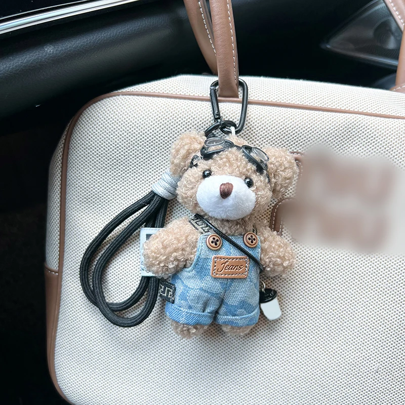Cartoon Plüsch Brillenband Hosen-Bär Schlüsselanhänger Niedliche Puppe Auto-Schlüsselanhänger Ring Süße Puppe Taschenanhänger – Detail 6