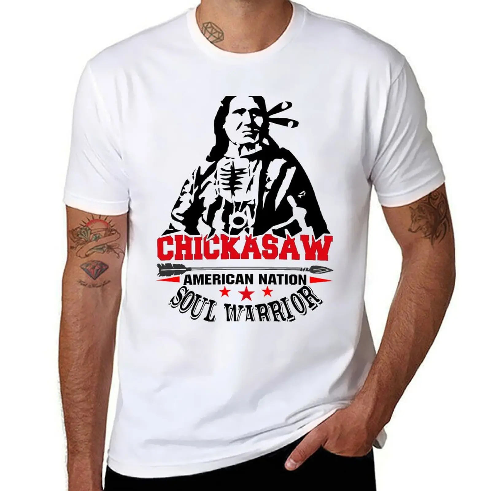 

CHICKASAW Soul Warrior American Nation T-Shirt man t shirts graphic t shirts for man cotton soft T-Shirt
