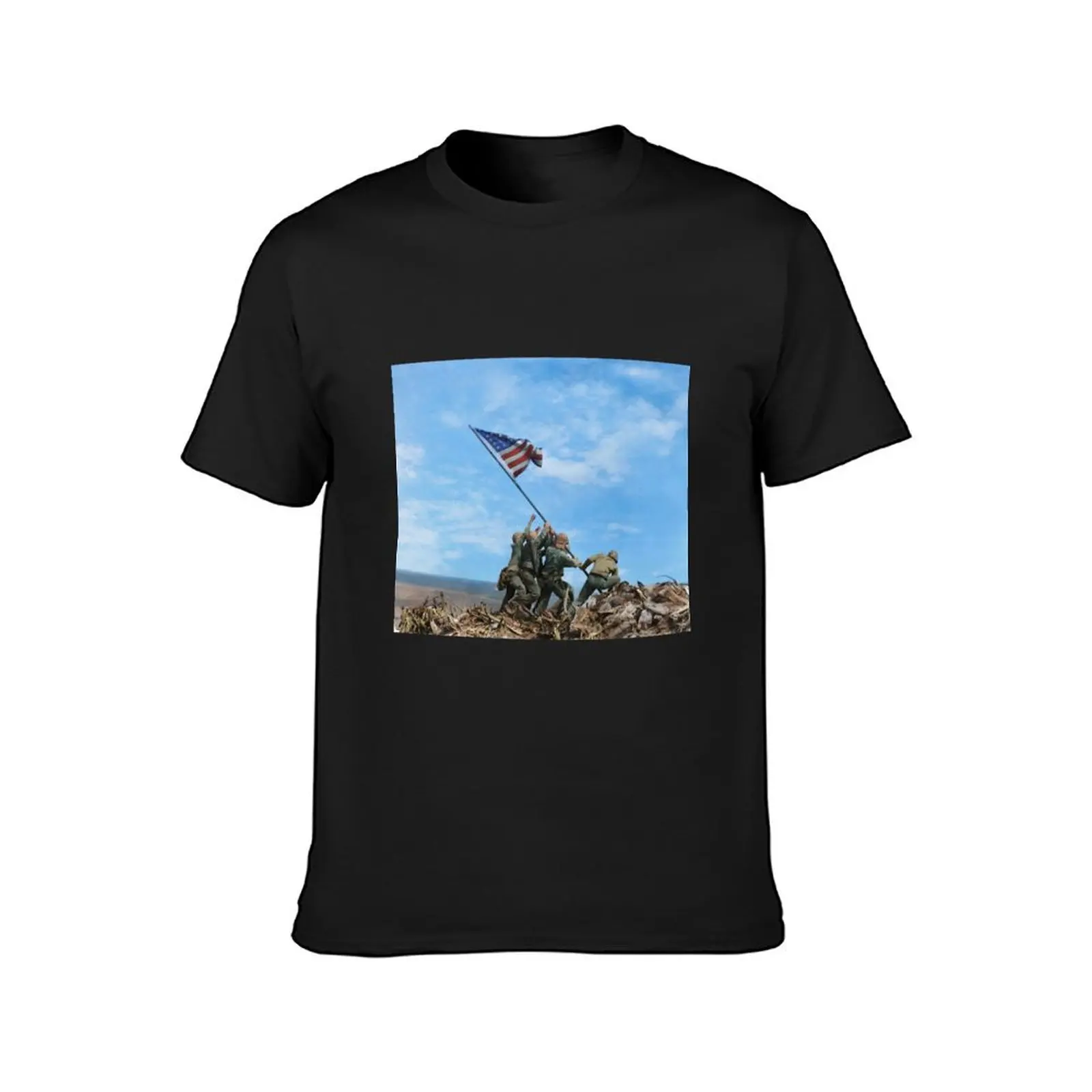 US Marines raising the U.S. flag on Mount Suribachi, Battle of Iwo Jima, 1945 T-Shirt plain sports fans men graphic t shirts