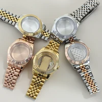 36mm/39mm para Nh35 Datejust Nh36 Nh34 Miyota8215 movimiento estriado caja de reloj curvada correa hebilla deslizante cristal de zafiro Esfera de 28,5mm