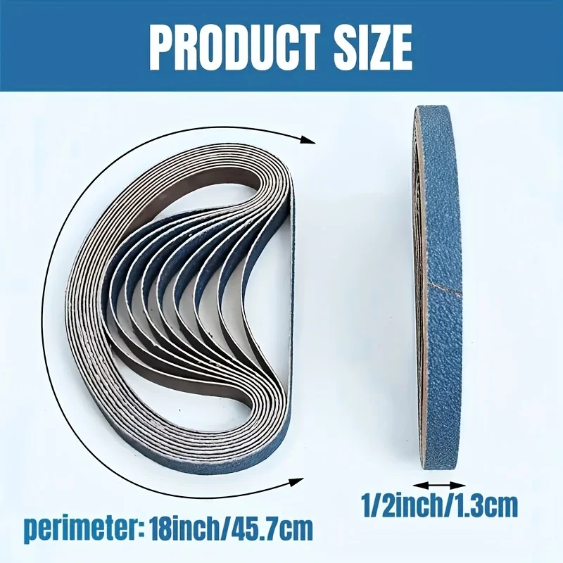 Zirconia Sanding Belts 13x457mm Mixed Grit 40PCS Handheld Sander Metal Steel Grinding Polishing