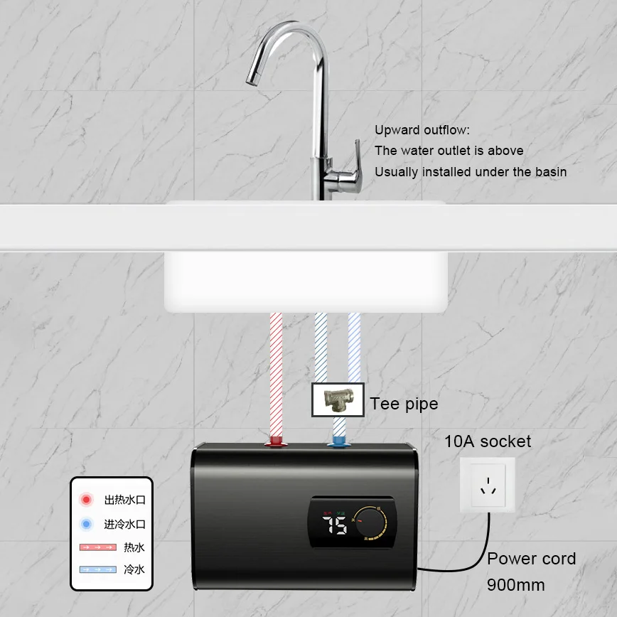 New Arrival Square 6L 8L 1500W Kitchen Under Sink Geyser Storage Electric Hot Water Heater for Bathroom