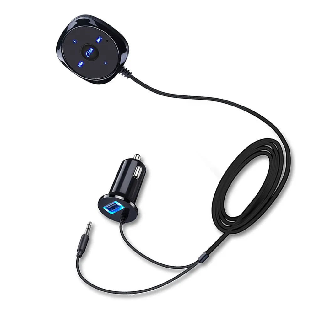 2 in 1 Receiver Car Kit Magnetic Base Adapter Car Charger Hands-Free Phone Call Player USB Port