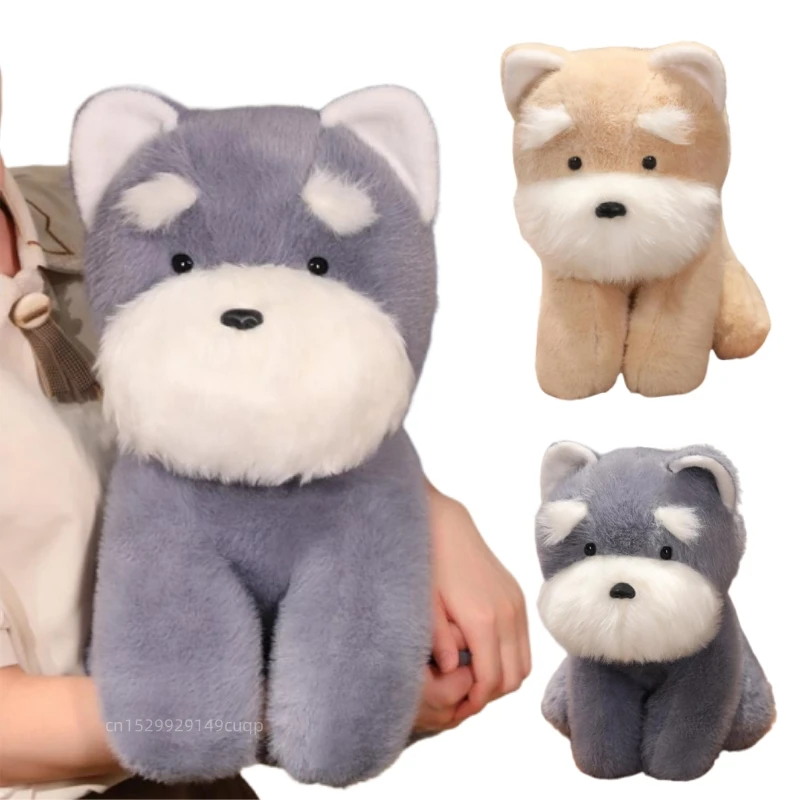 22-45cm Kawaii Simulation Schnauzer Plush Doll Pillow Gray White Realistic Dog Plush Toy Home Decoration Gift For Boys And Girls