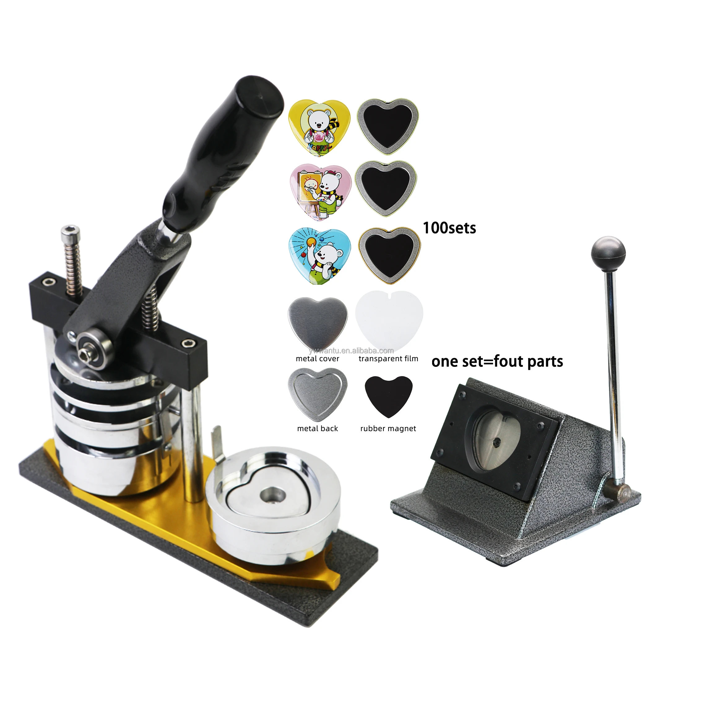 57*53mm Hea.rt Sha.ped Ba.dge Ma.chine +Cutter +100pcs Ma.gnet Ma.teria.l