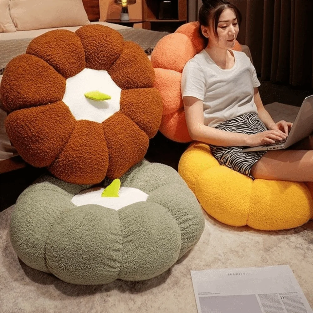 Cute Soft Pumpkin Cushion Thickened Round Seat Cushion Comfortable Pumpkin Shape Tatami Seat Pad Living Room