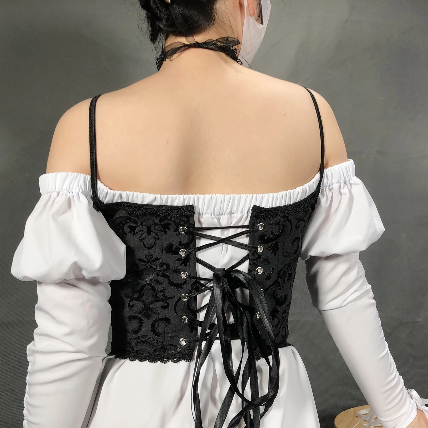 Sexy Women Corset with Straps Black Overbust Corset Plus Size Floral Jacquard Corsets Zipper Top Gothic Steampunk Corset Bustier