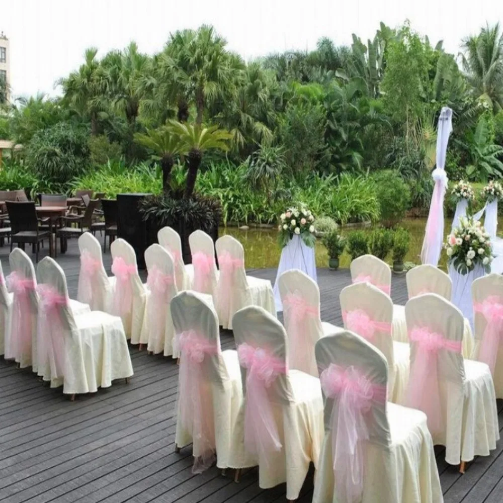 10m Wedding Decoration Tulle Roll Crystal Organza Sheer Fabric For Birthday Party Backdrop Wedding Chair Sashes Decor